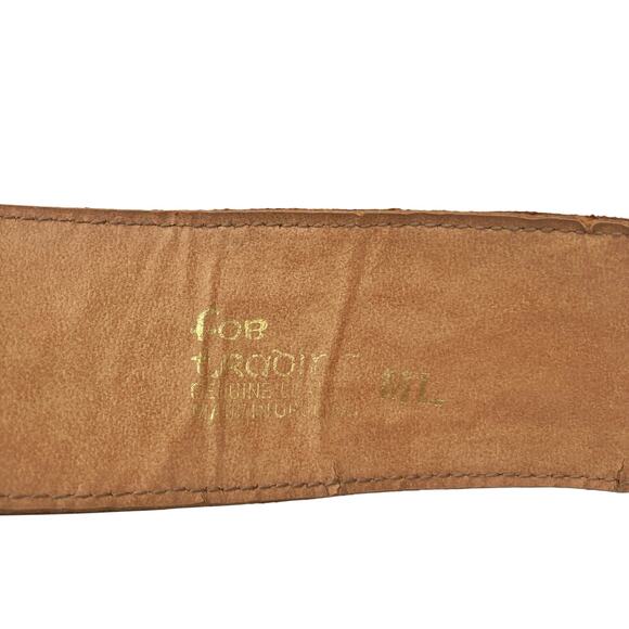 Vintage Cognac Croc Embossed Wide Leather Waist Belt Uruguay Made Western Resort
